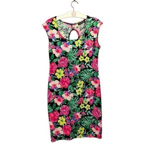 •FRENCH ATOMSPHERE• COLORFUL FLOWER DRESS IN SIZE LARGE. Keyhole back